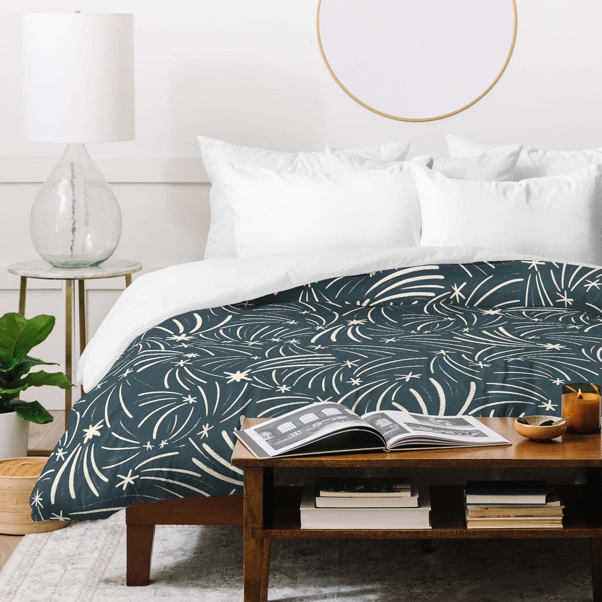 Little Om Pattern Shooting Stars blue Duvet Cover