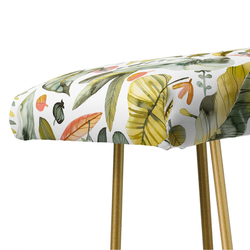 Ninola Design Botanic Retreat Tropical Jungle Leaves Botanical Green Orange Bench