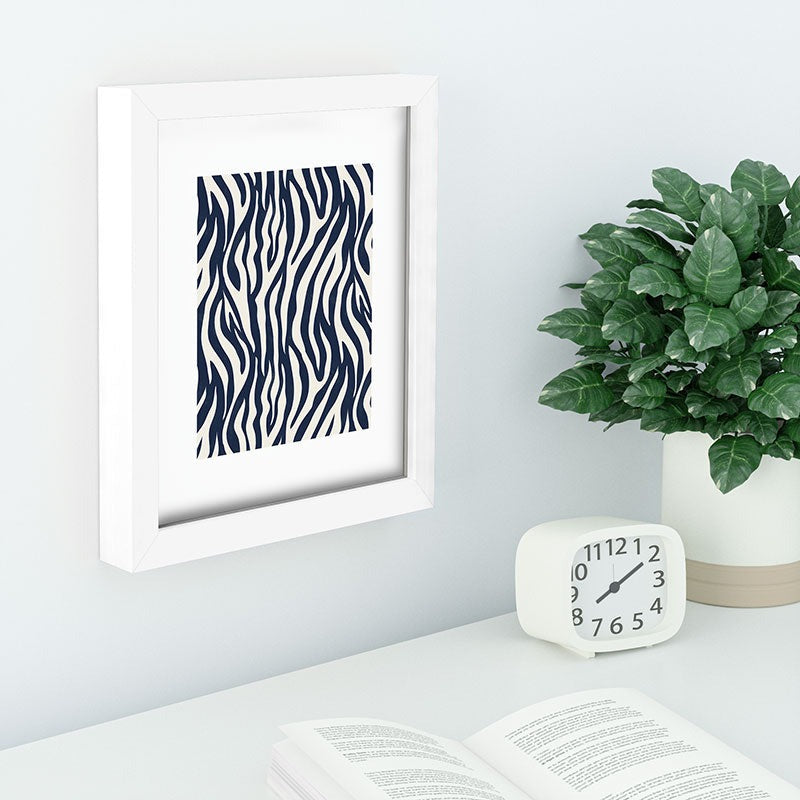Avenie BR Navy Tiger Stripes Recessed Framing Rectangle