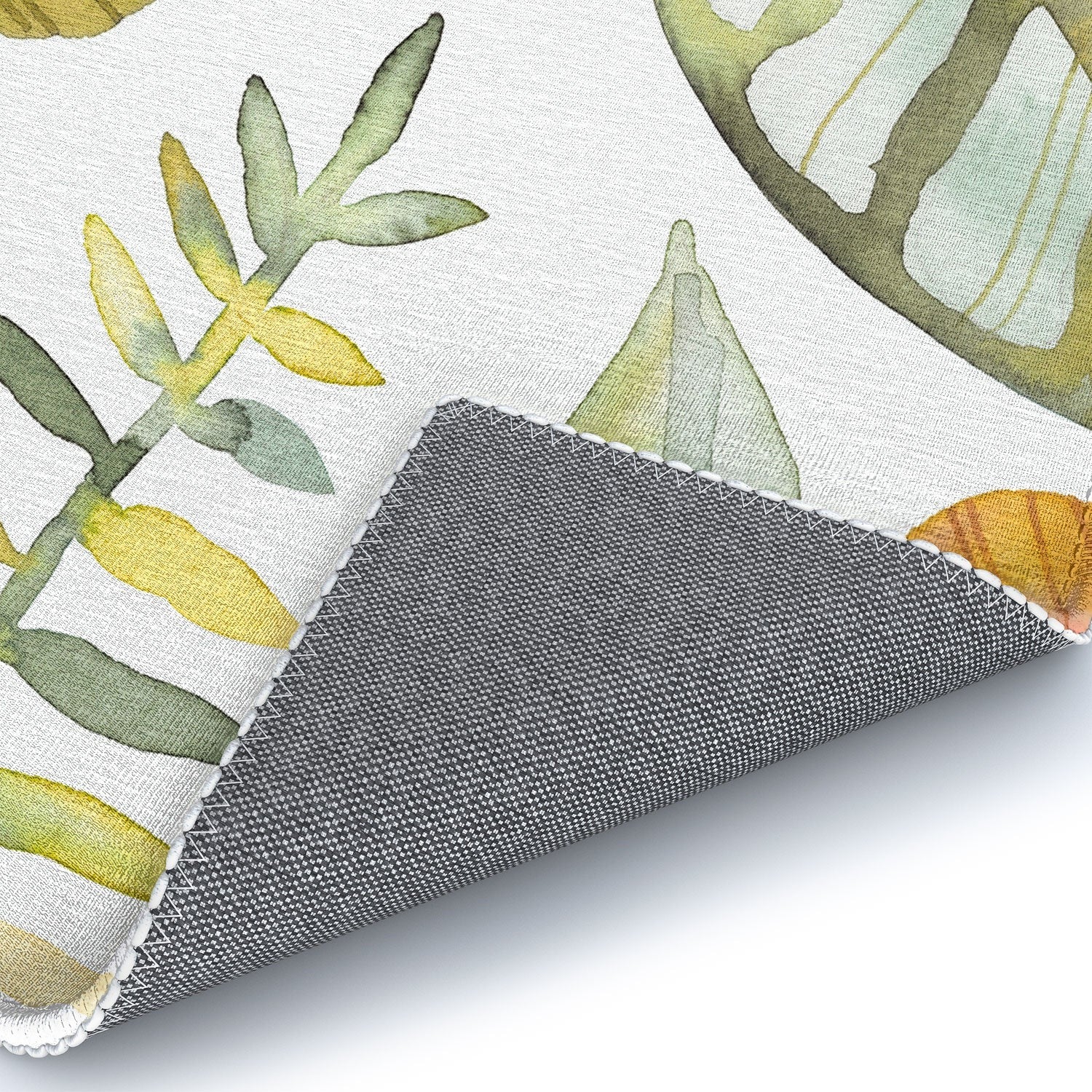 Ninola Design Botanic Retreat Tropical Jungle Leaves Botanical Green Orange Area Rug