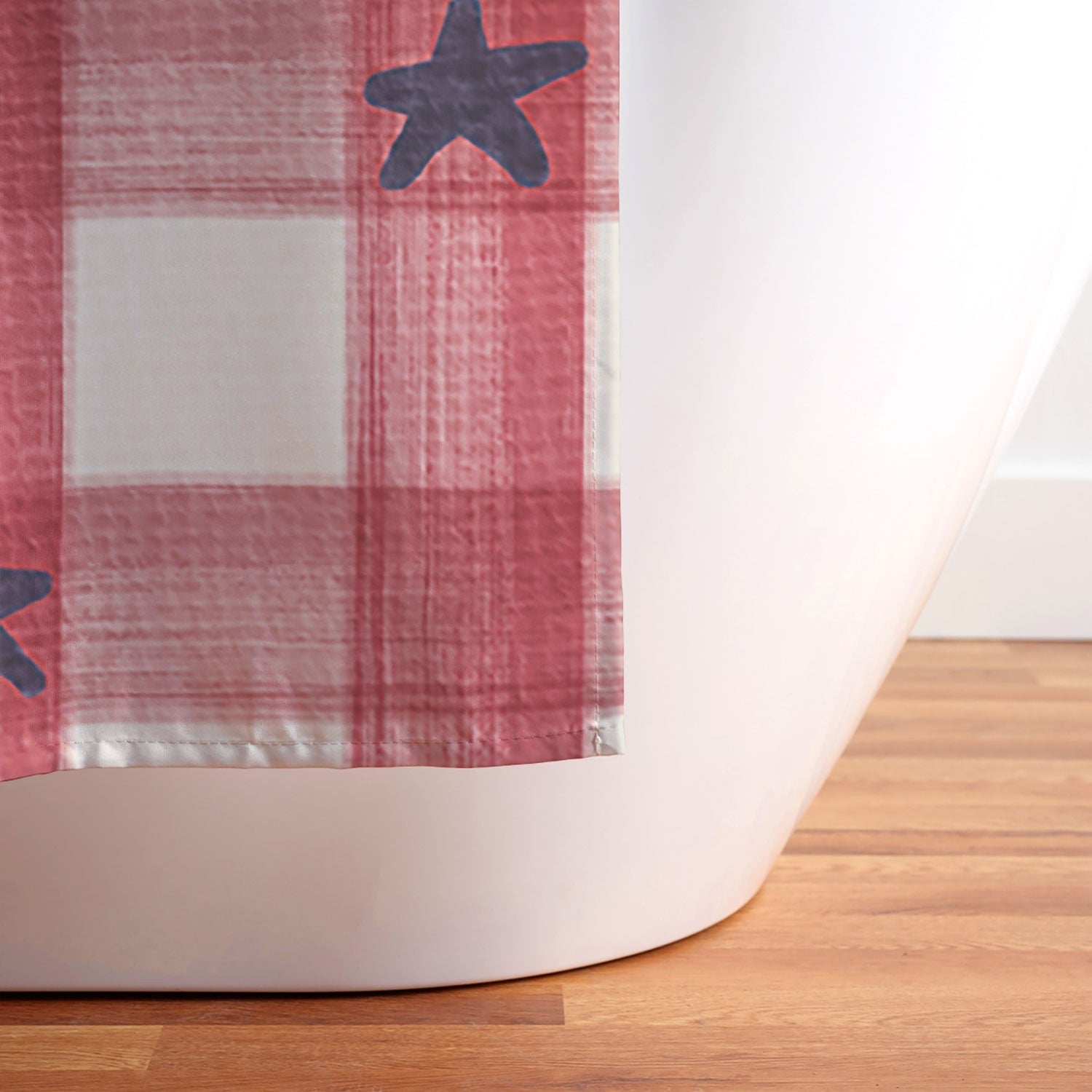 DENY Designs Red Gingham plus Stars Shower Curtain