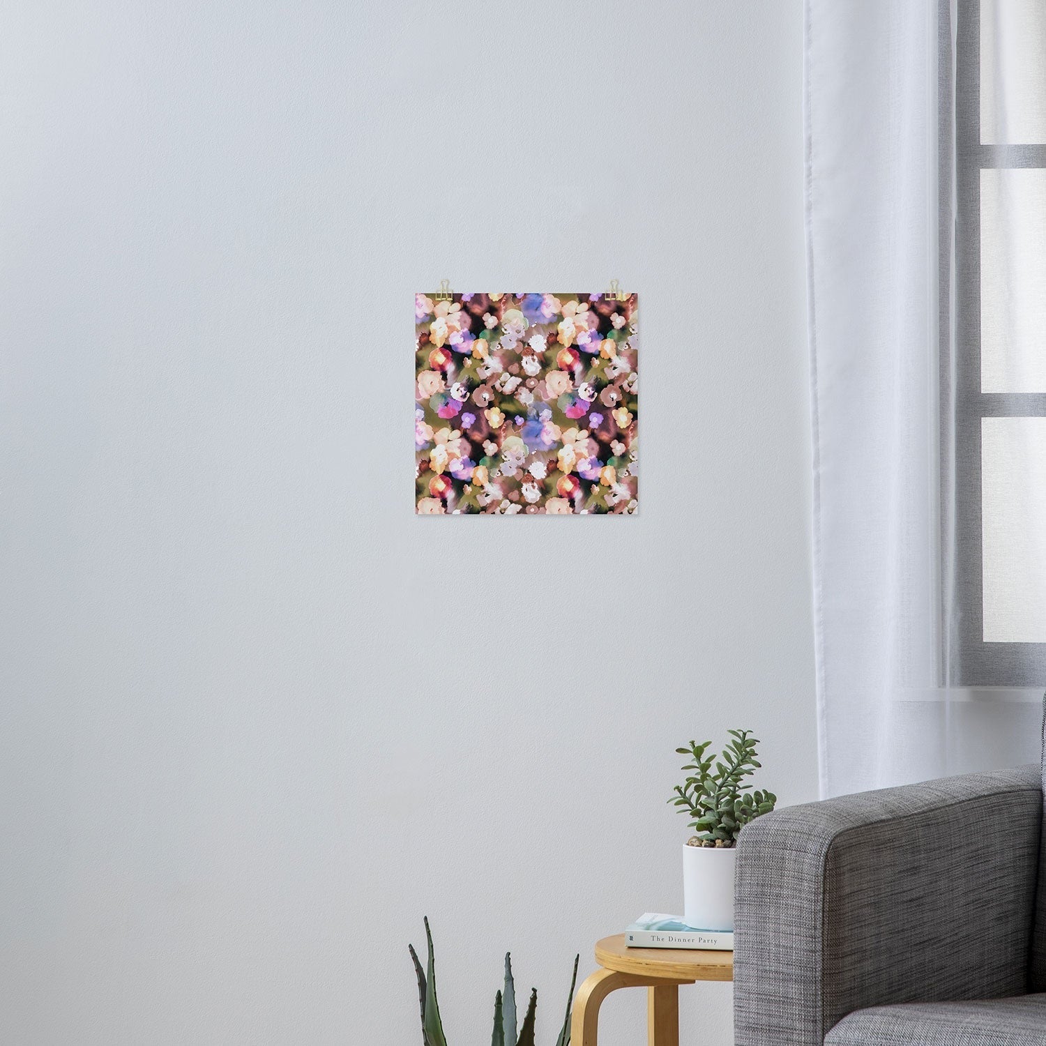 Ninola Design Botanic Retreat Ombre Abstract Watercolor Flowers Pink gold Art Print