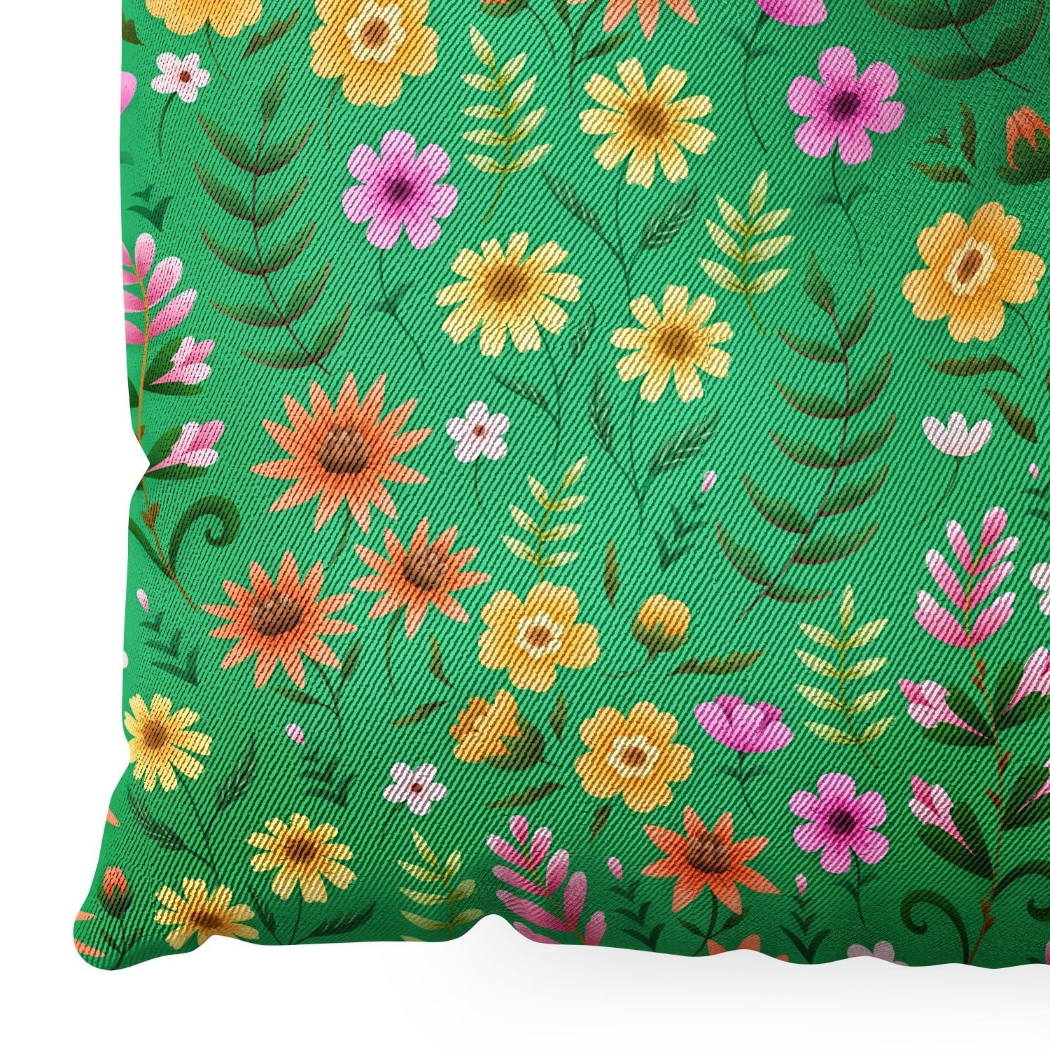 Pimlada Phuapradit Ditsy Spring Floral Green Floor Pillow Square