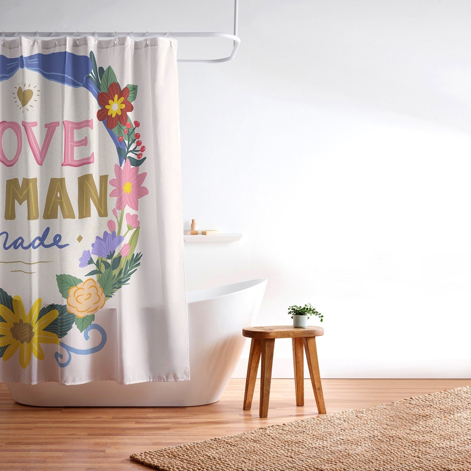 Design by Spark Love Human Made Floral Wreath Shower Curtain