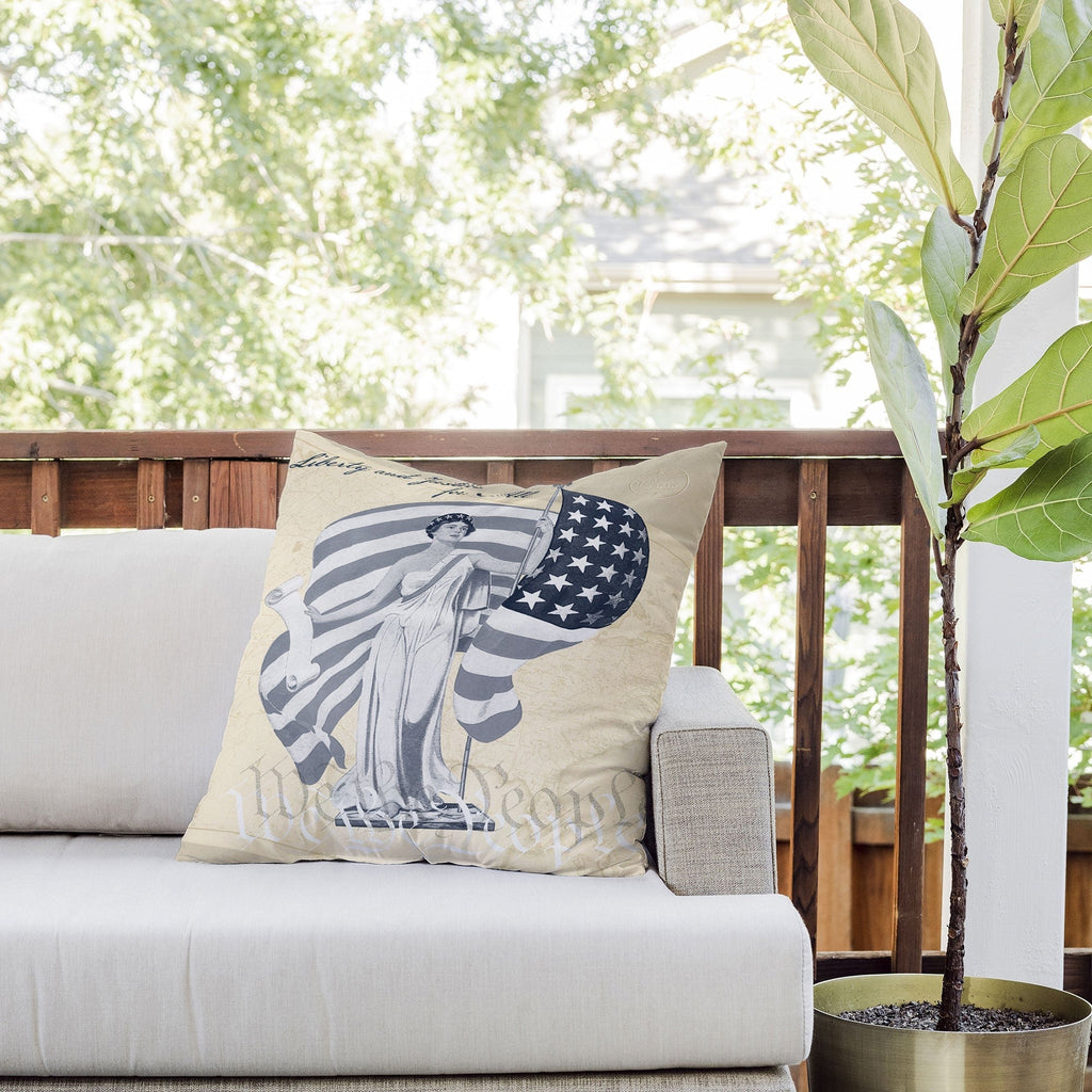 DENY Designs Liberty and Justice Woman Outdoor Throw Pillow