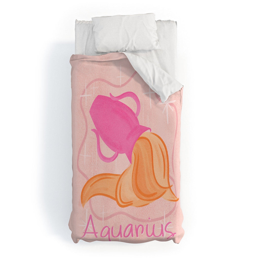 Little Om Zodiac Sign Aquarius Duvet Cover