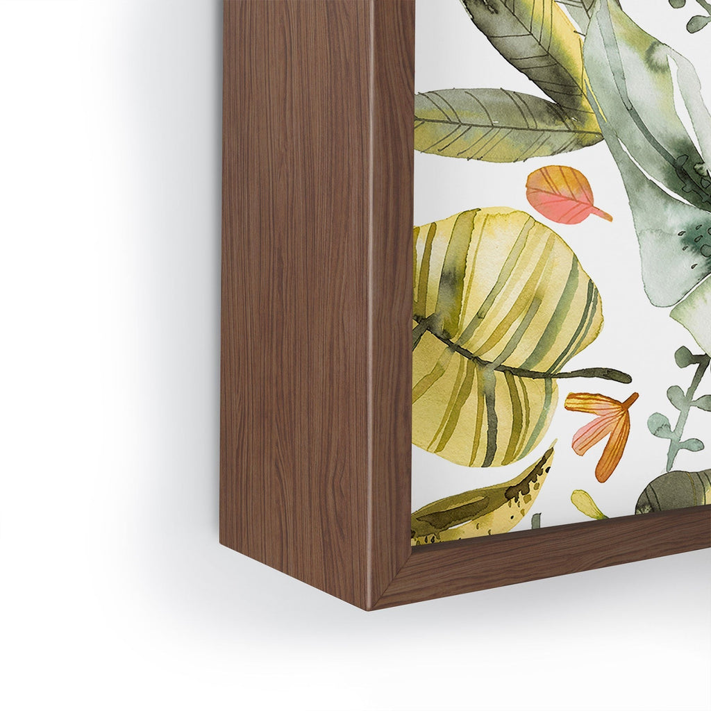Ninola Design Botanic Retreat Tropical Jungle Leaves Botanical Green Orange Framed Mini Art Print