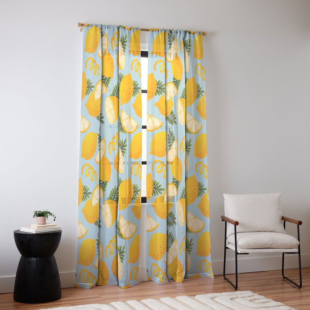 Jessica Molina Lemon Pattern on Sky Blue Sheer Non Repeat