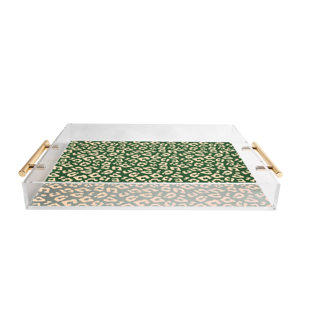 Avenie BR Cheetah Print In Green Acrylic Tray