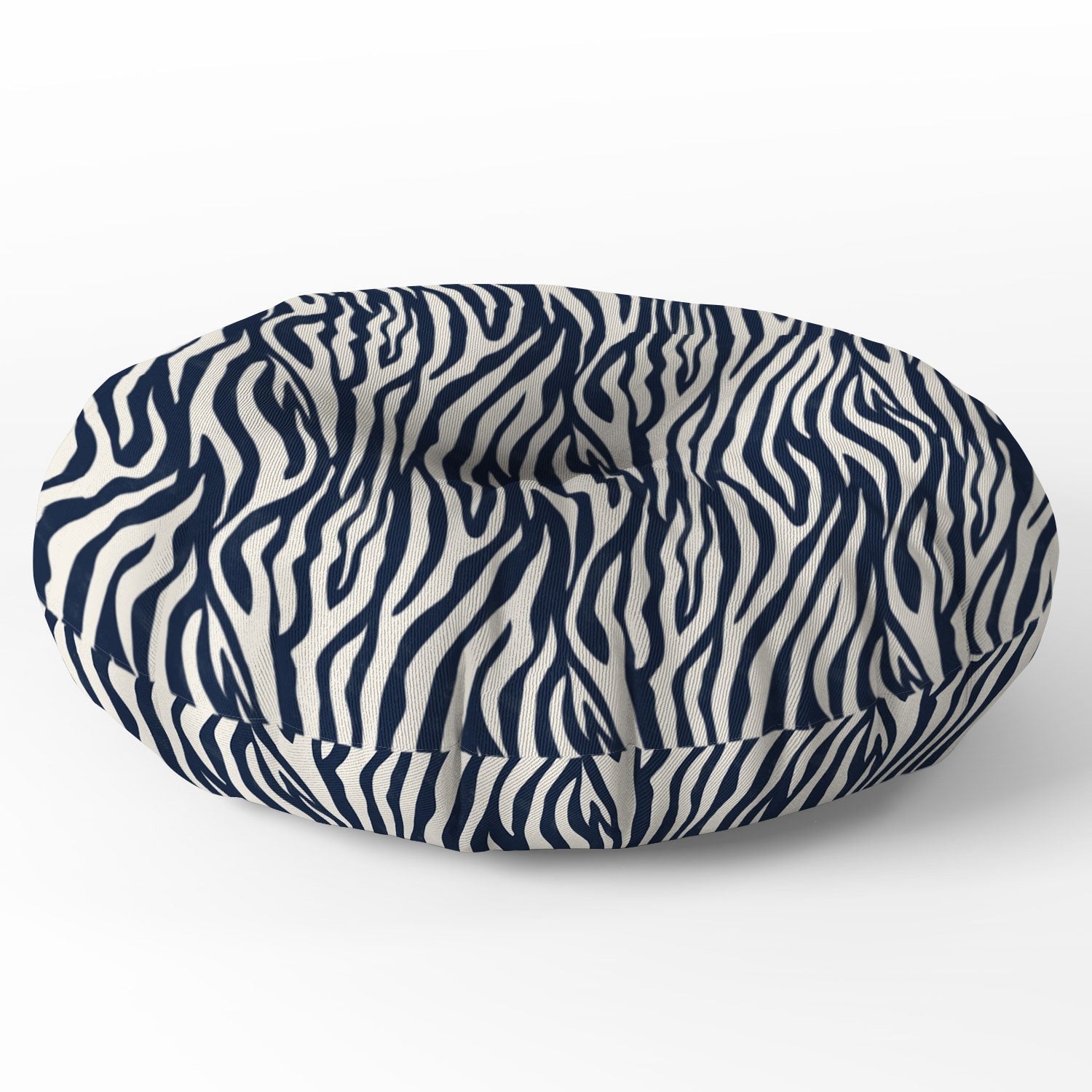 Avenie BR Navy Tiger Stripes Floor Pillow Round