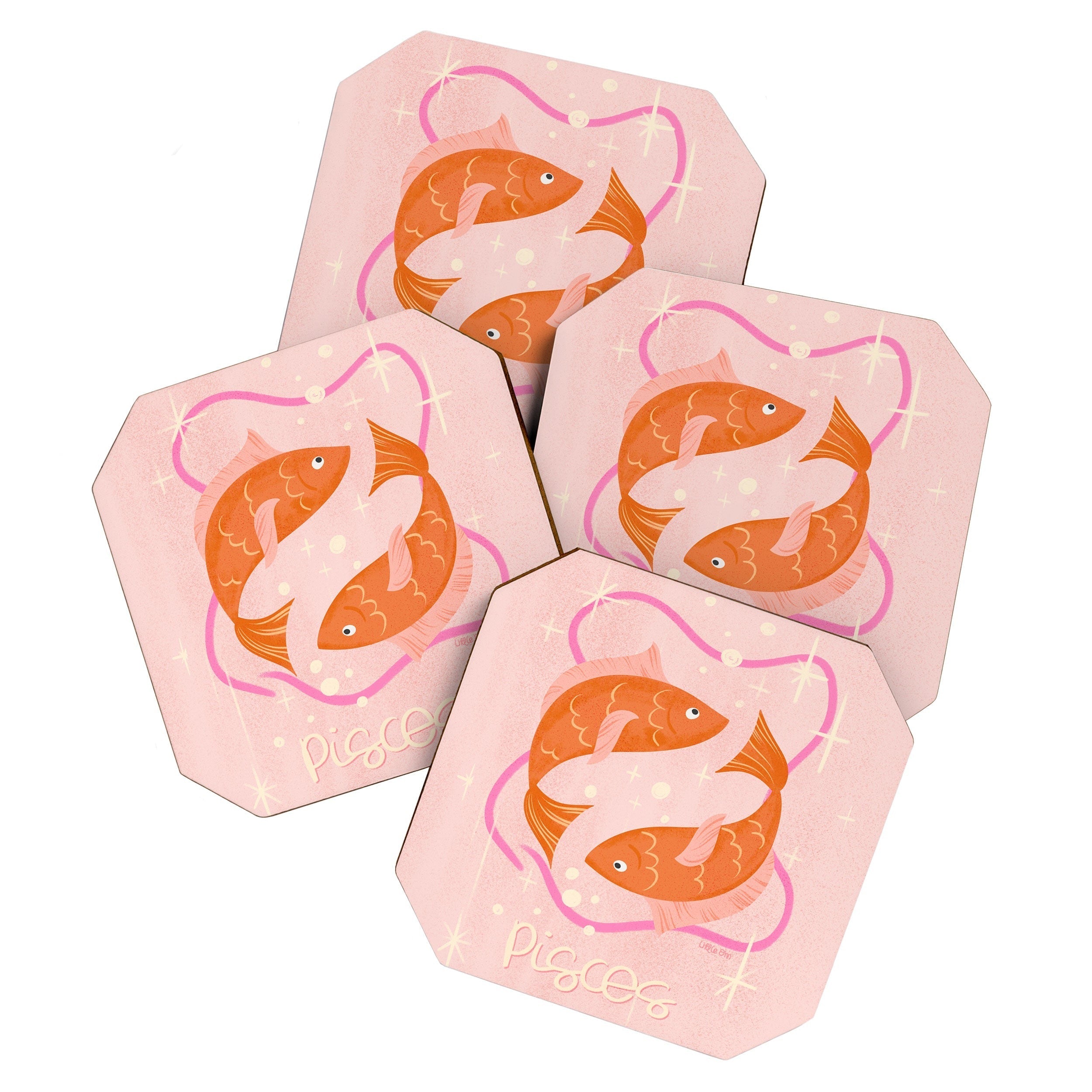 Little Om Zodiac Sign Pisces Coaster Set