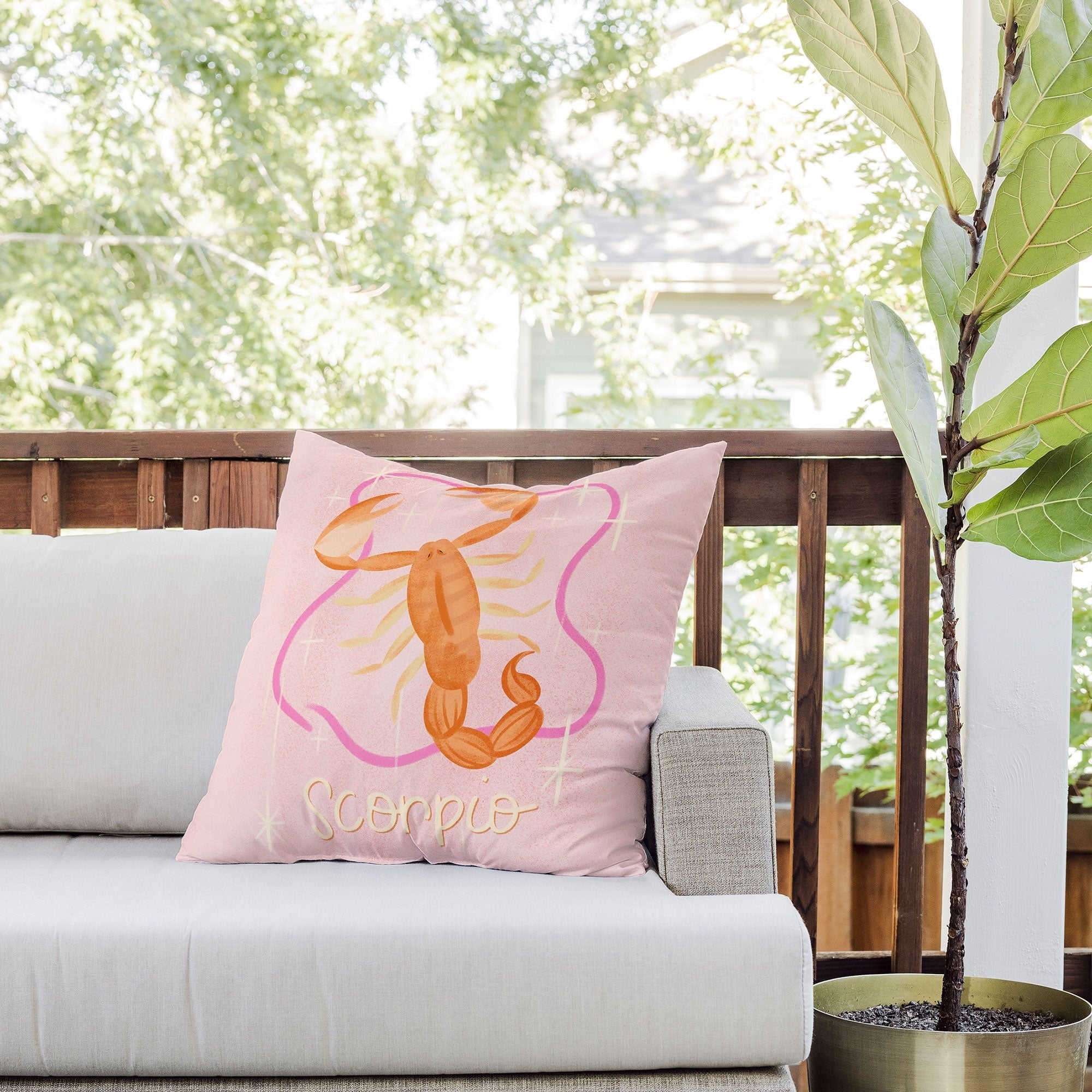 Little Om Zodiac Sign Scorpio Outdoor Throw Pillow