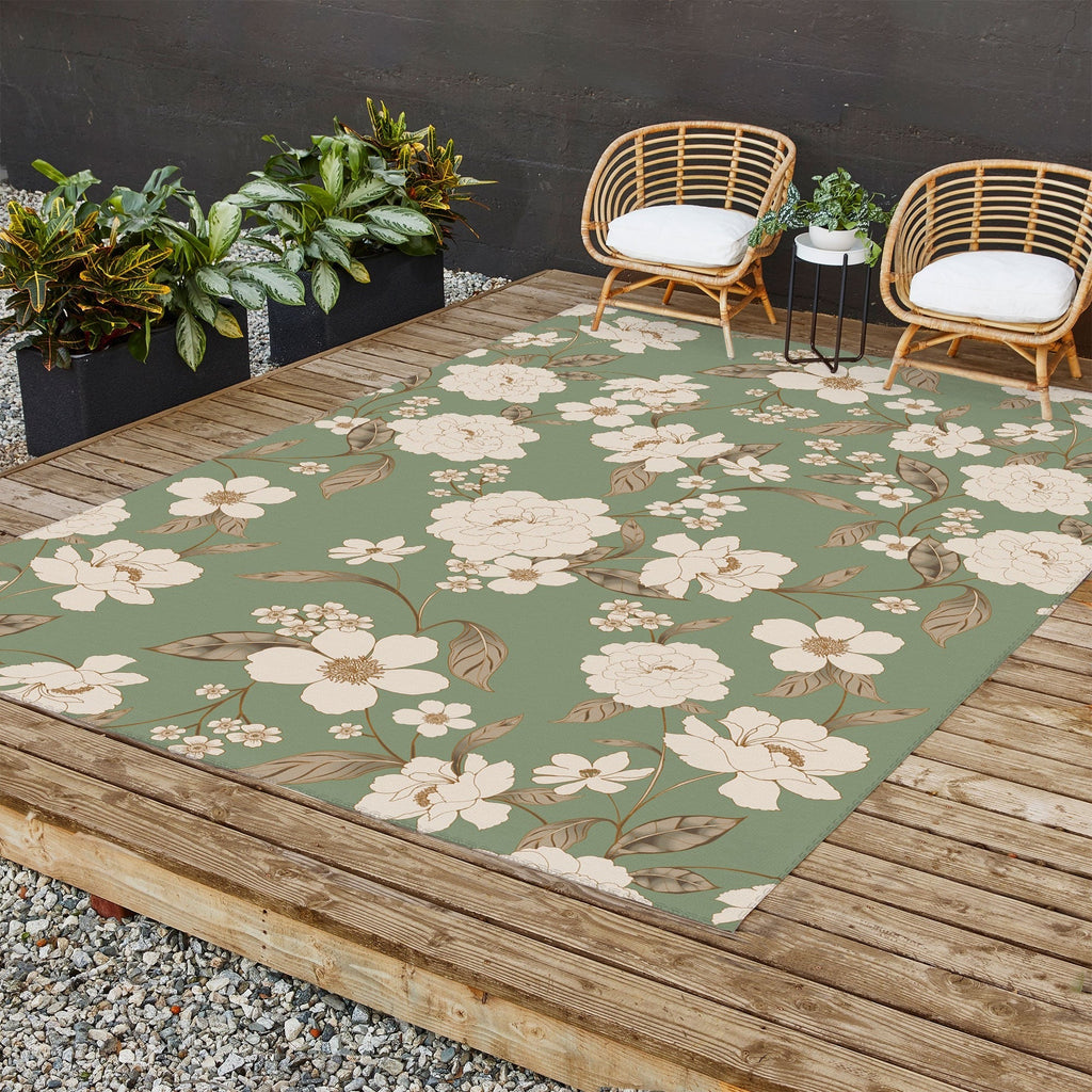 Gabriela Fuente Olive Floral Roberta Outdoor Rug