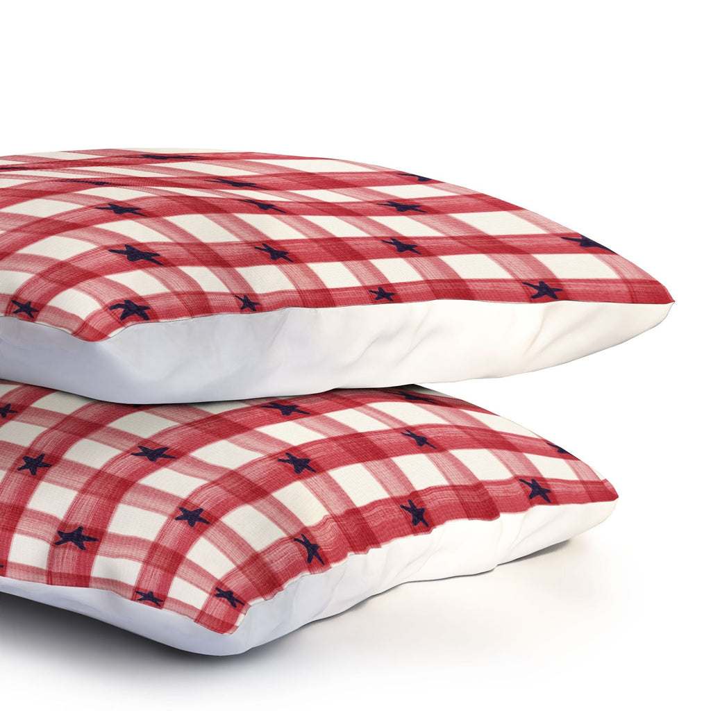 DENY Designs Red Gingham plus Stars Pillow Shams