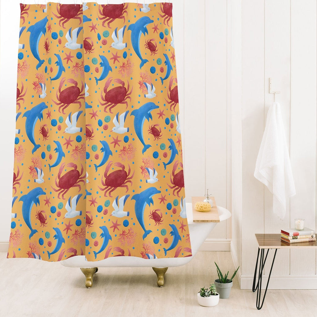 Seta Zakian Sailing Sealife yellow Shower Curtain