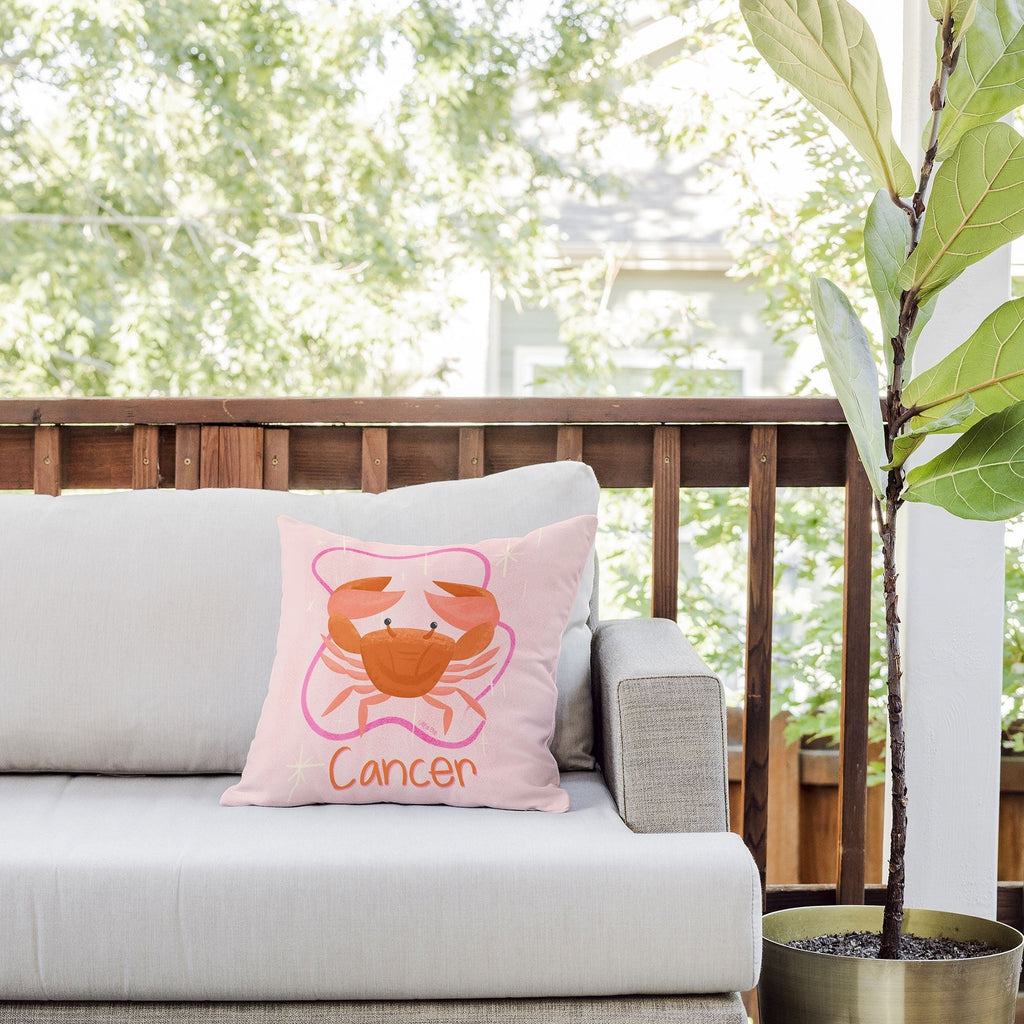 Little Om Zodiac Signs Cancer Outdoor Throw Pillow