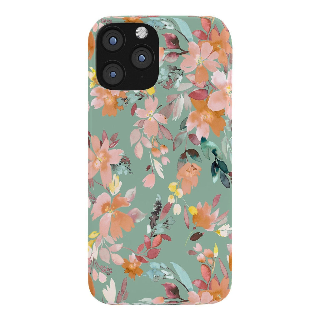 Ninola Design Botanic Retreat Floral Oleander Whimsical Teal Green Phone Case
