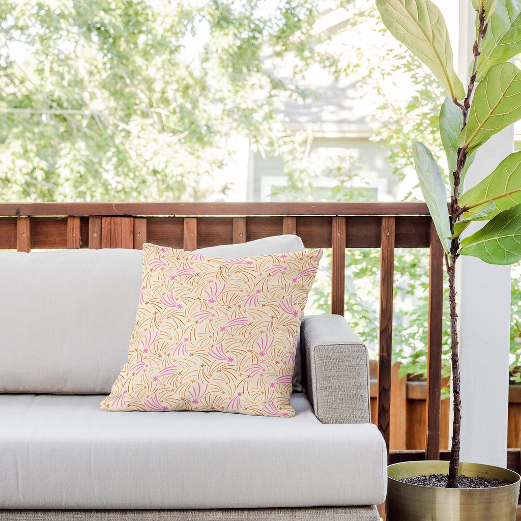 Little Om Pattern Shooting Stars cream Outdoor Throw Pillow