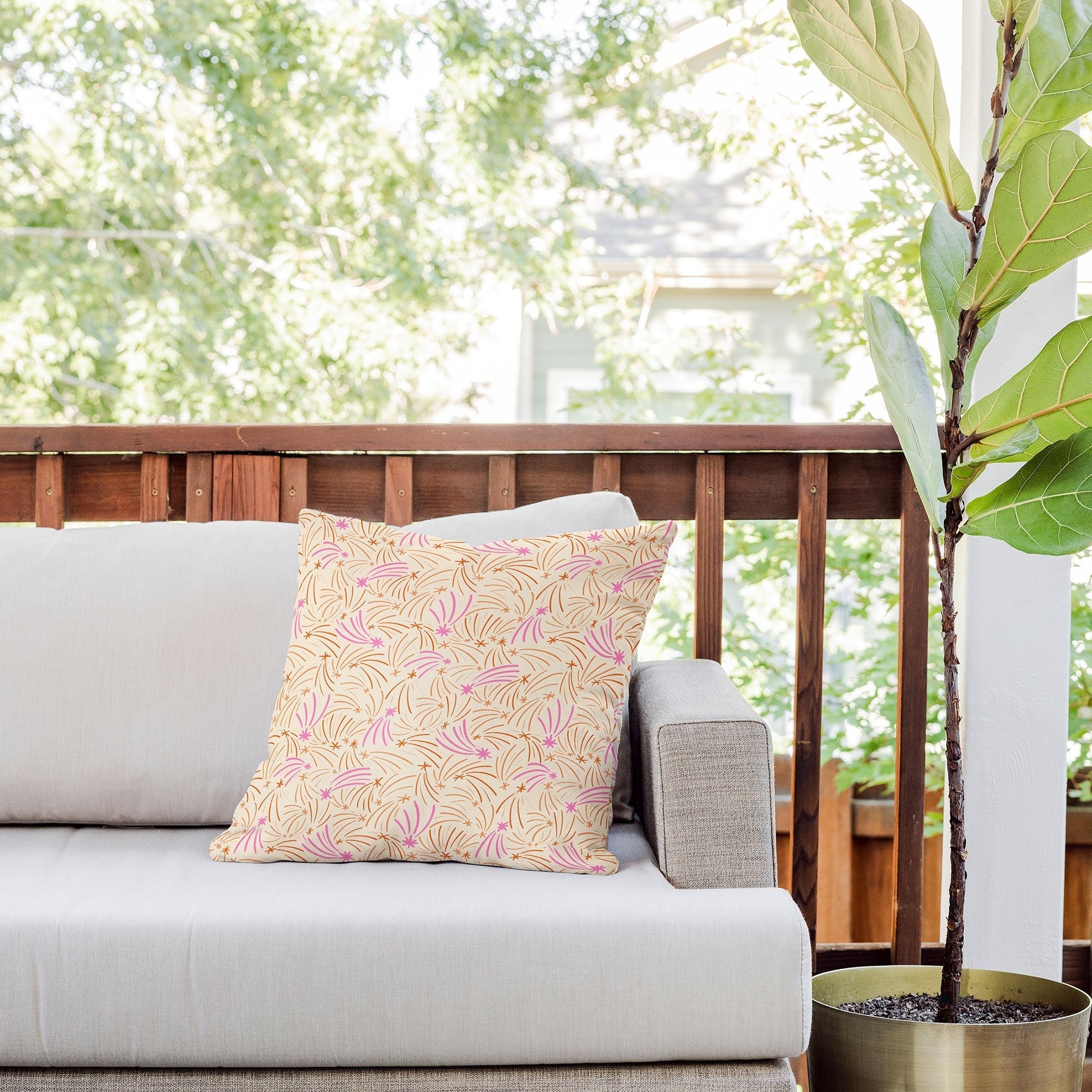 Little Om Pattern Shooting Stars cream Outdoor Throw Pillow