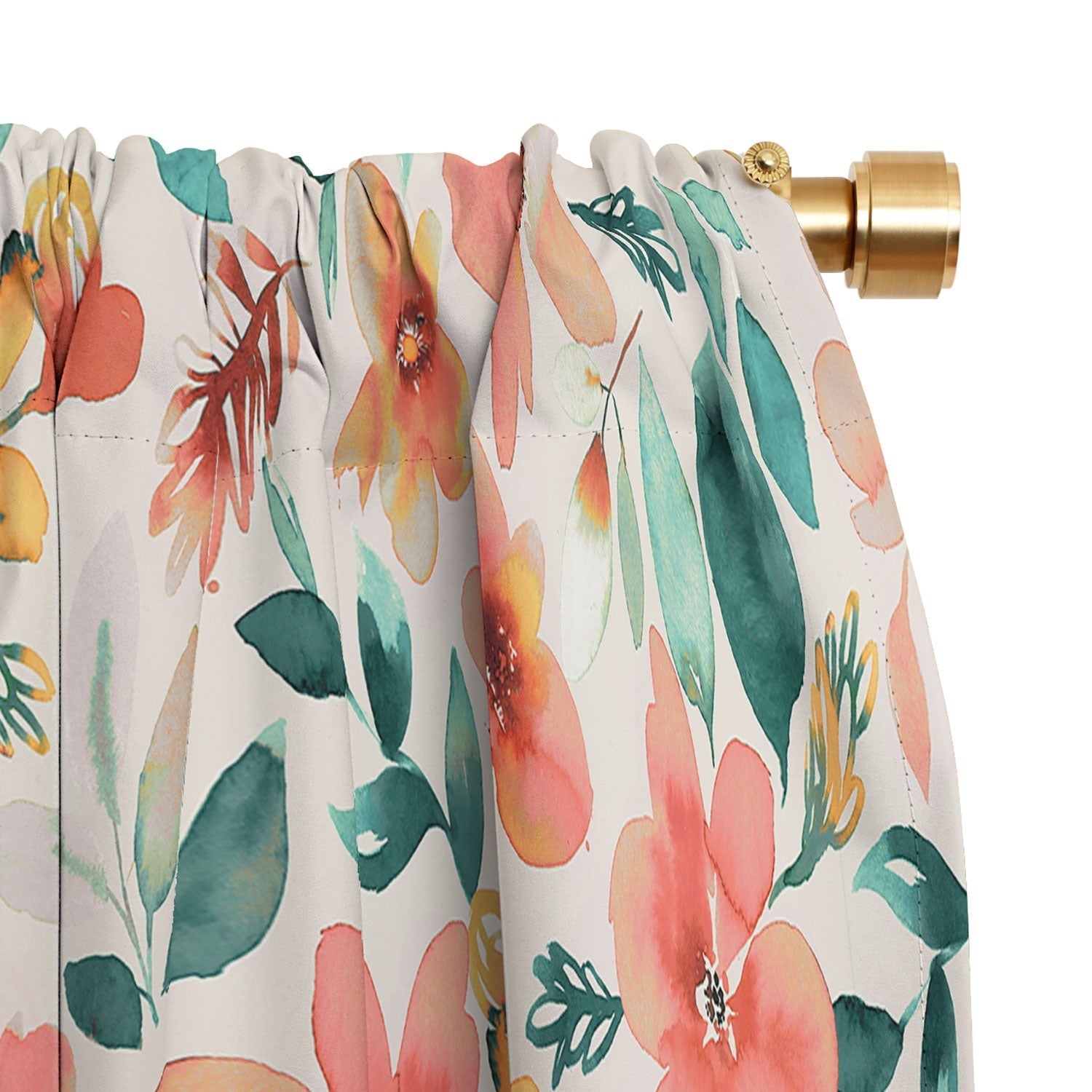 Ninola Design Botanic Retreat Tropical Whimsical Flowers Coral Green Blackout Non Repeat