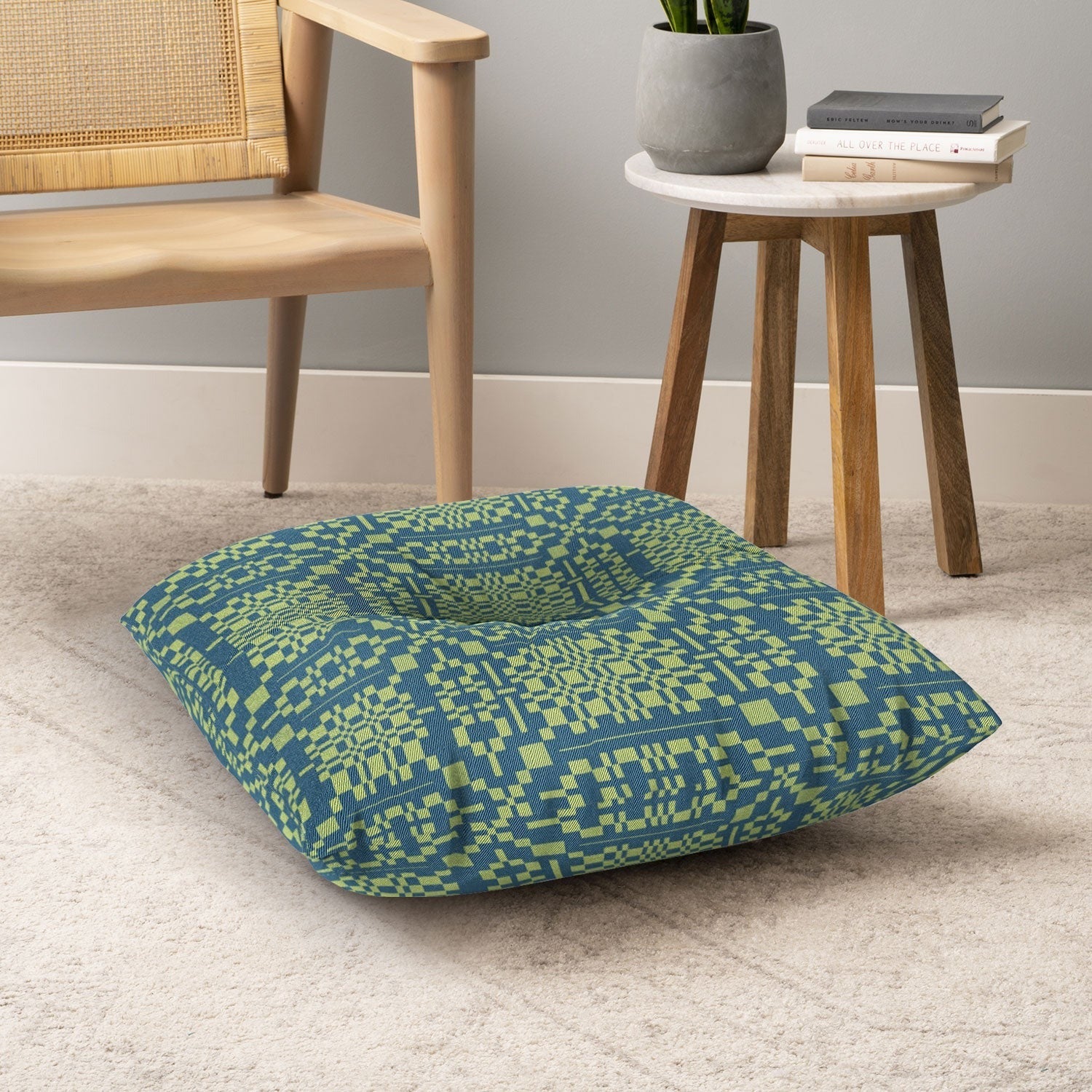 Marta Barragan Camarasa Nostalgic Grid Design Floor Pillow Square