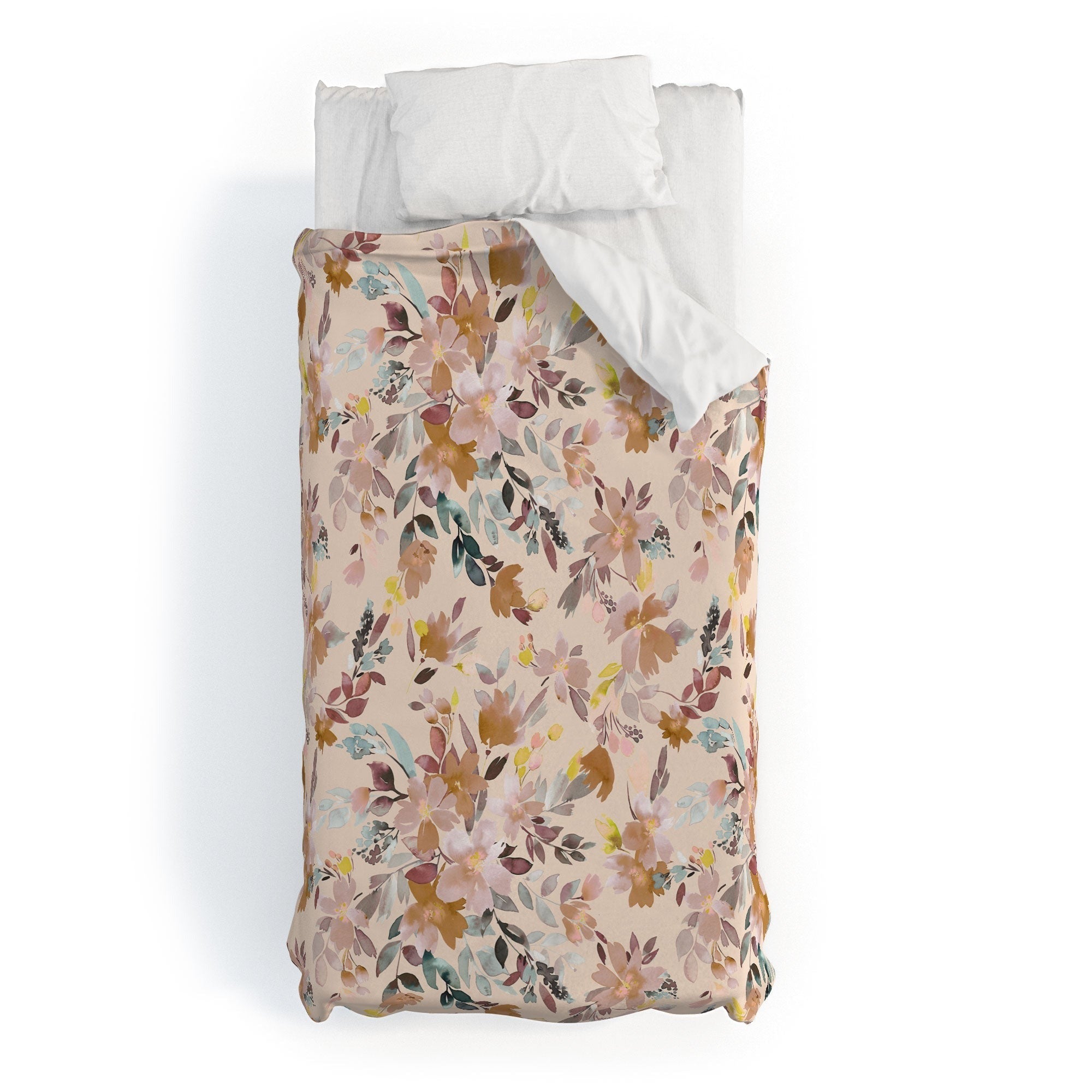 Ninola Design Botanic Retreat Floral Oleander Whimsical Soft Pink Duvet Cover