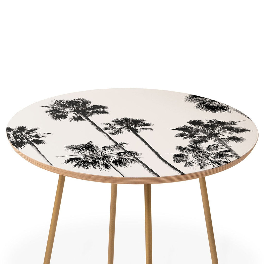 Gal Design Black And White Palms Round Side Table