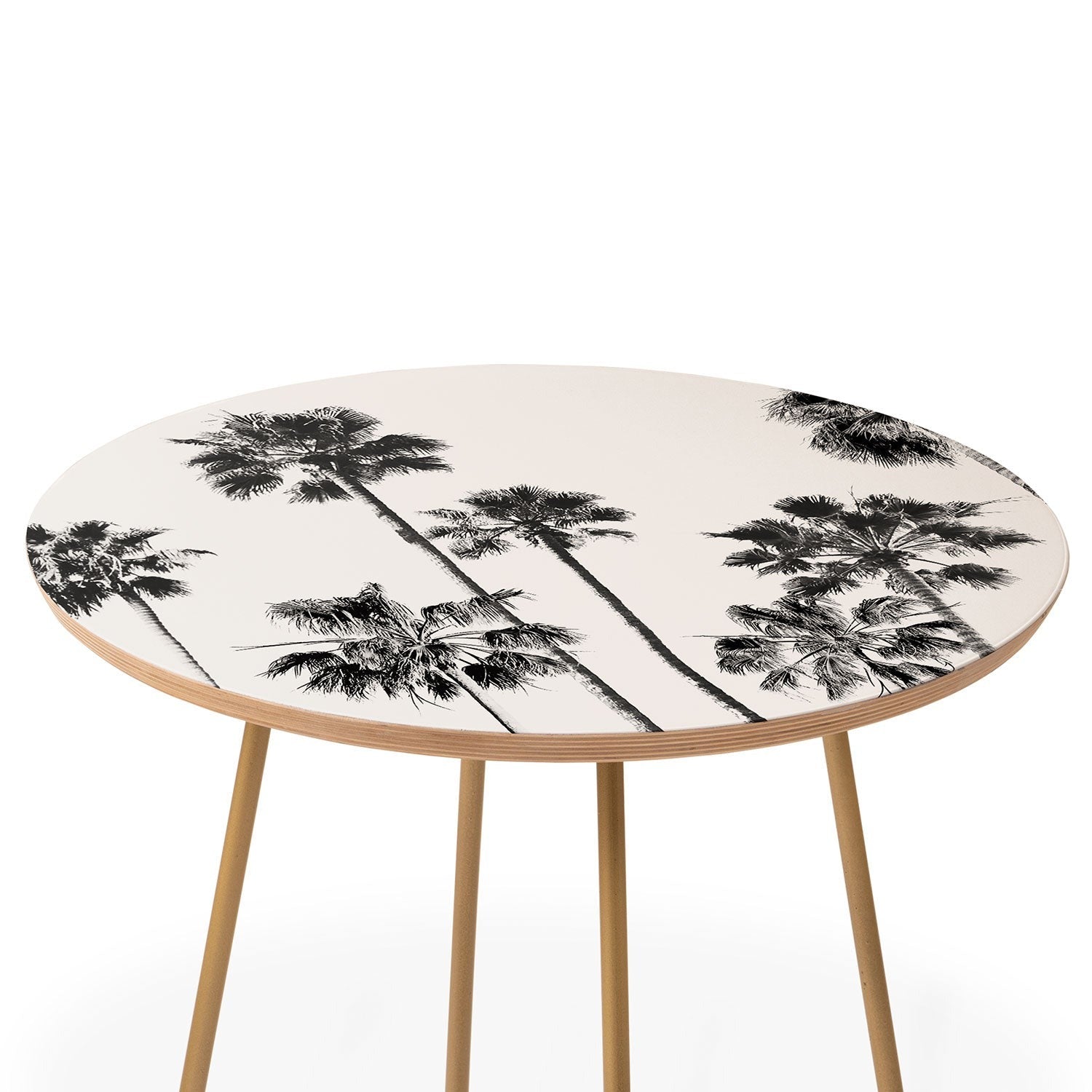 Gal Design Black And White Palms Round Side Table