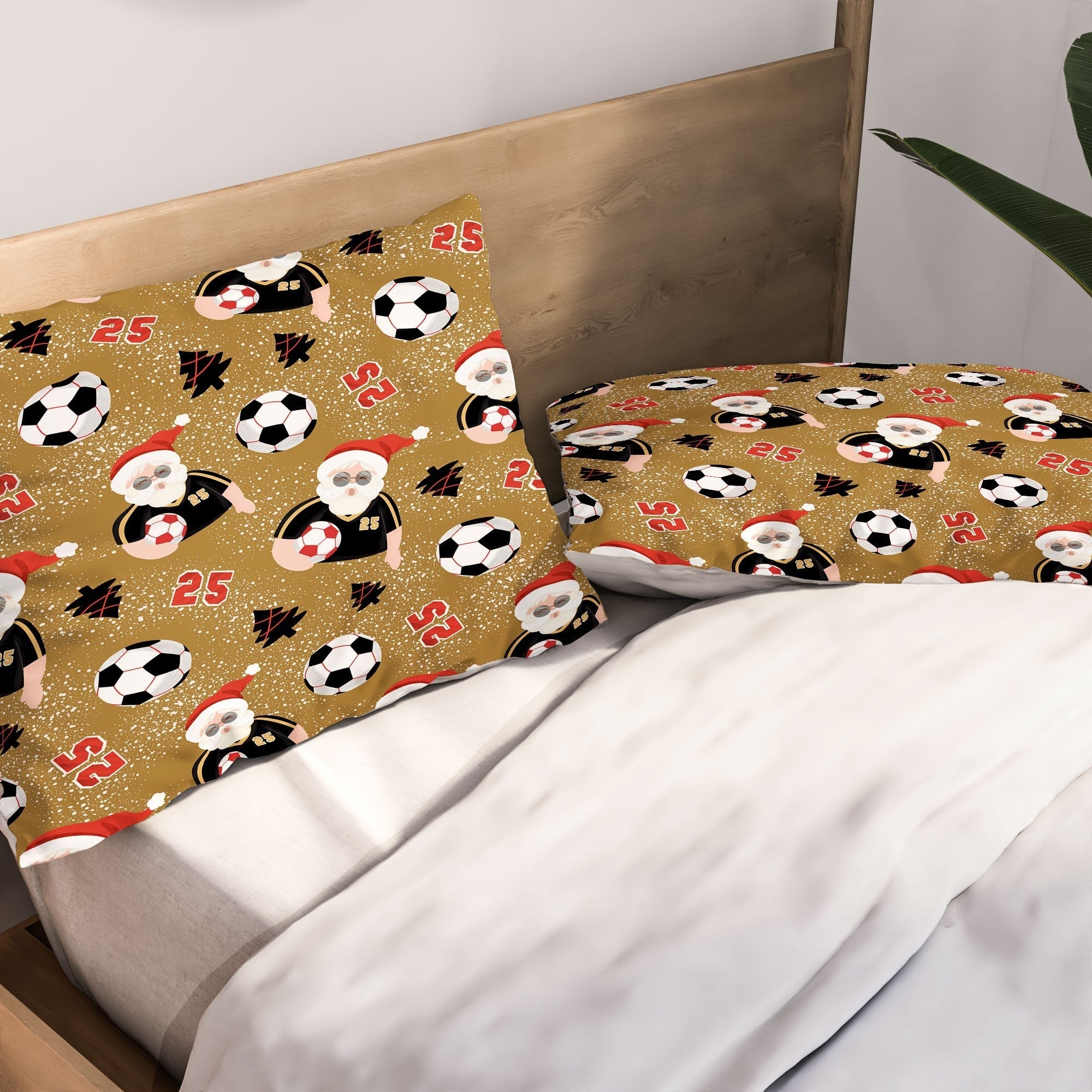 Design by Spark Sporty Soccer Santa Holiday Pillow Shams