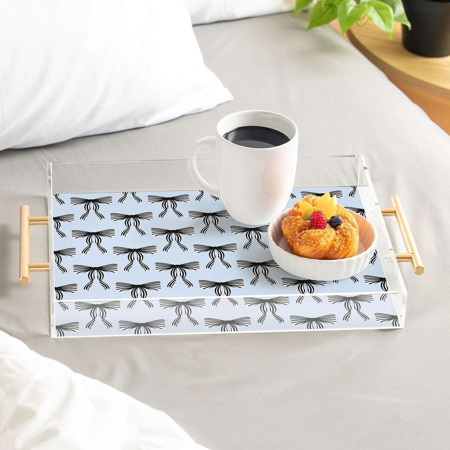 Design by Spark Black Striped Bows Acrylic Tray