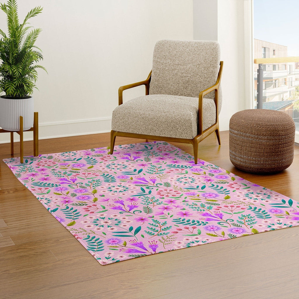 Pimlada Phuapradit Ditsy Purple Floral Half Drop Area Rug