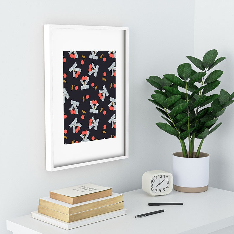 Jennifer Labre Cherries and Bows Recessed Framing Rectangle