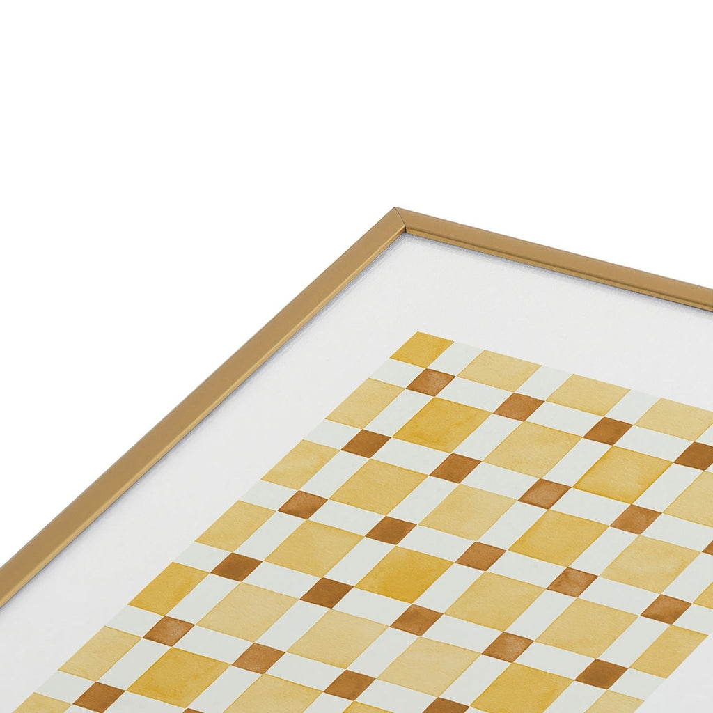 Ninola Design Everyday Artifact Checker Mosaic Tiles Geometry Yellow Metal Framed Art Print