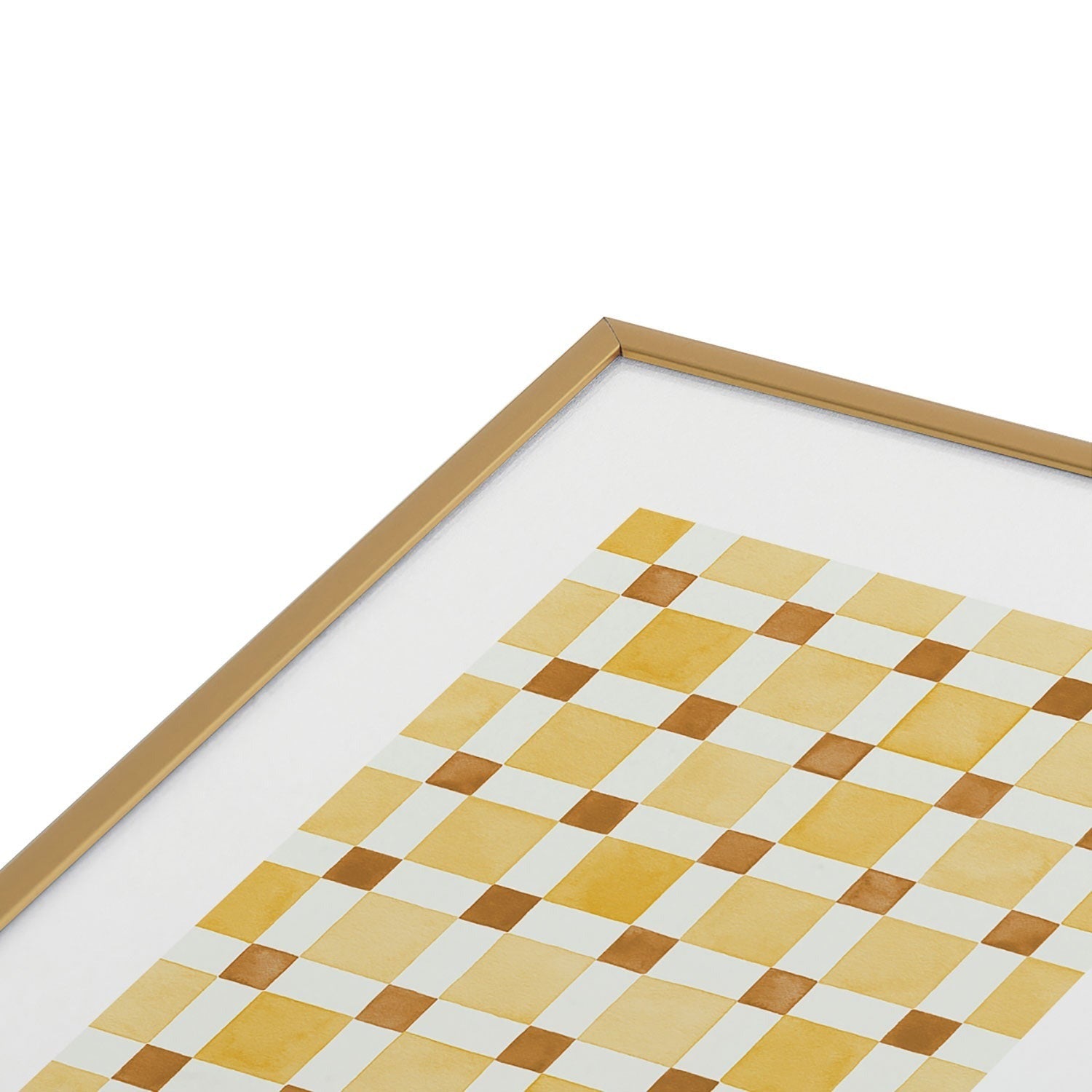 Ninola Design Everyday Artifact Checker Mosaic Tiles Geometry Yellow Metal Framed Art Print