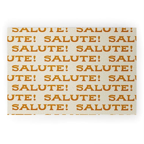 Jessica Molina Salute Gold Pattern on Cream Welcome Mat