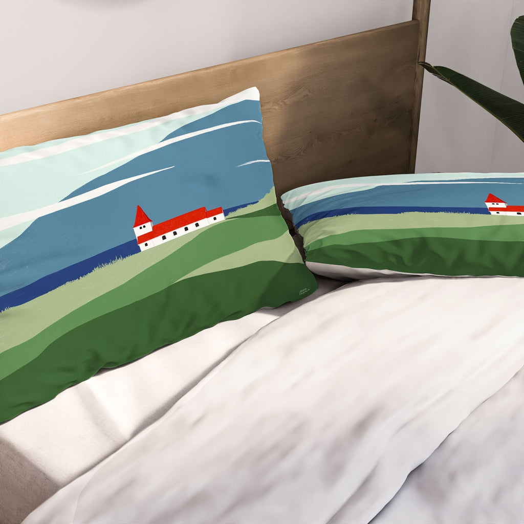 Valeria Frustaci Red roof in Iceland Pillow Shams