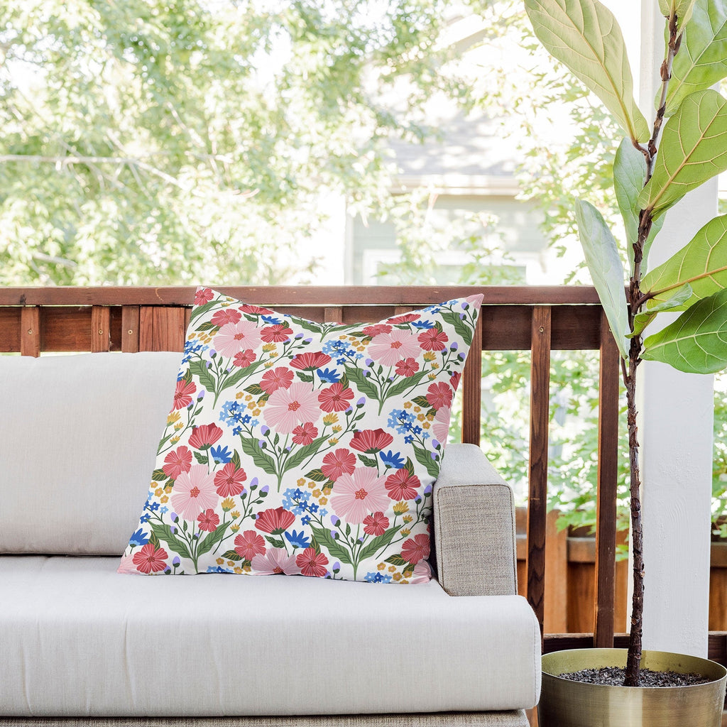 Design by Spark Wild Bloom Flowers Outdoor Throw Pillow