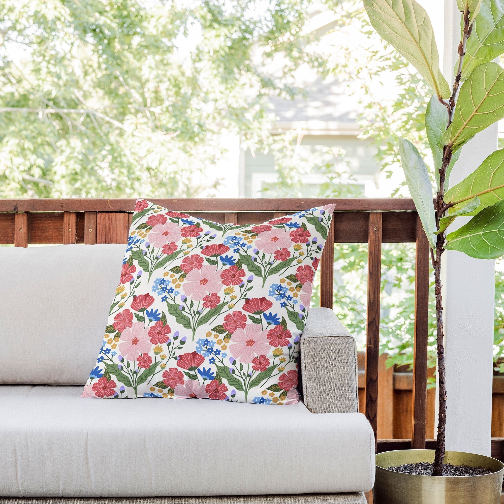 Design by Spark Wild Bloom Flowers Outdoor Throw Pillow