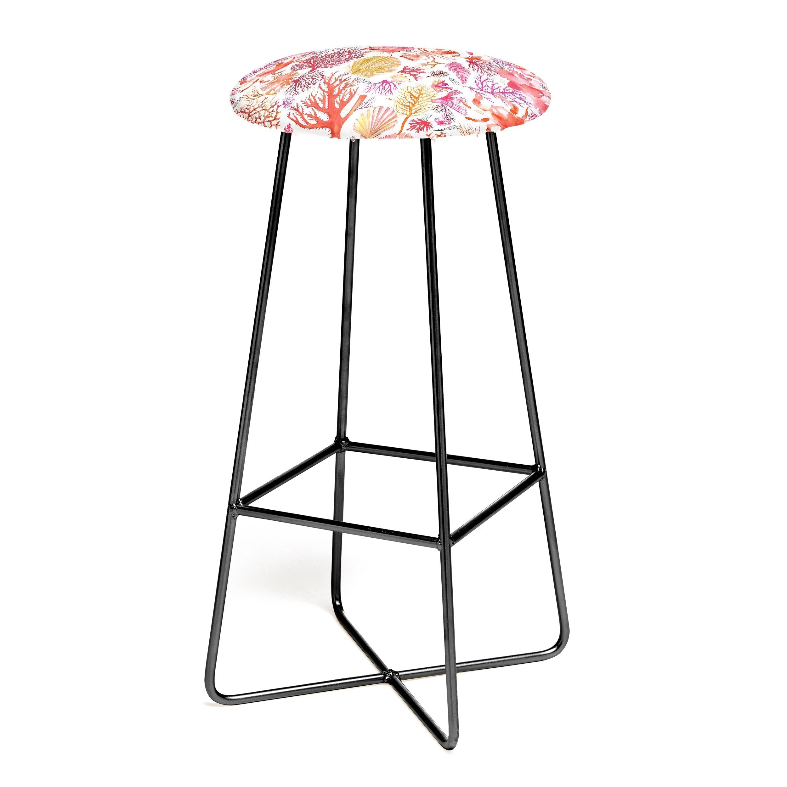 Ninola Design Botanic Retreat Coral Reef Crab Lobster Red Bar Stool