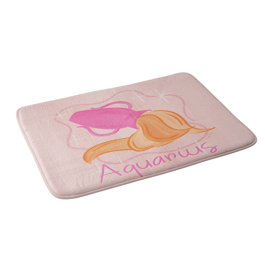 Little Om Zodiac Sign Aquarius Memory Foam Bath Mat
