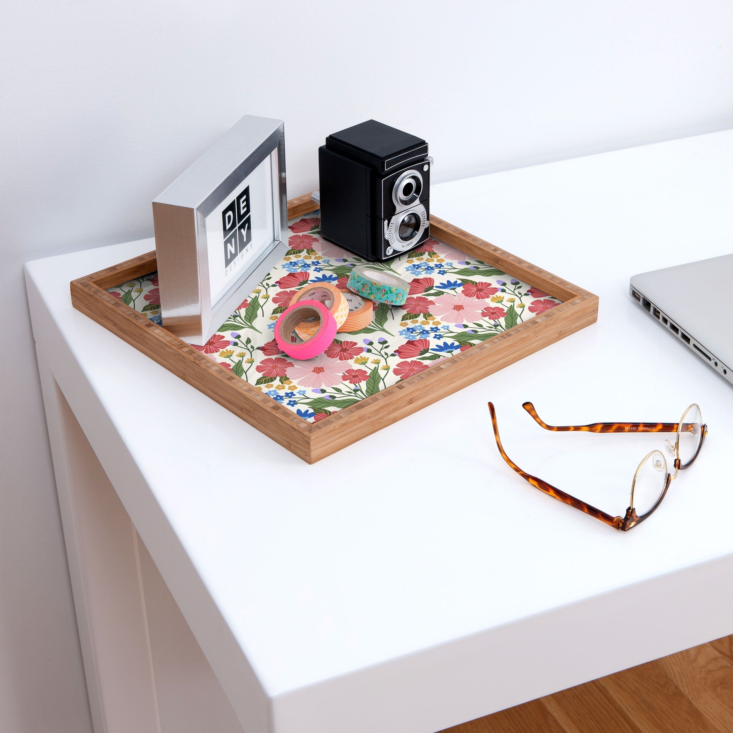 Design by Spark Wild Bloom Flowers Square Tray