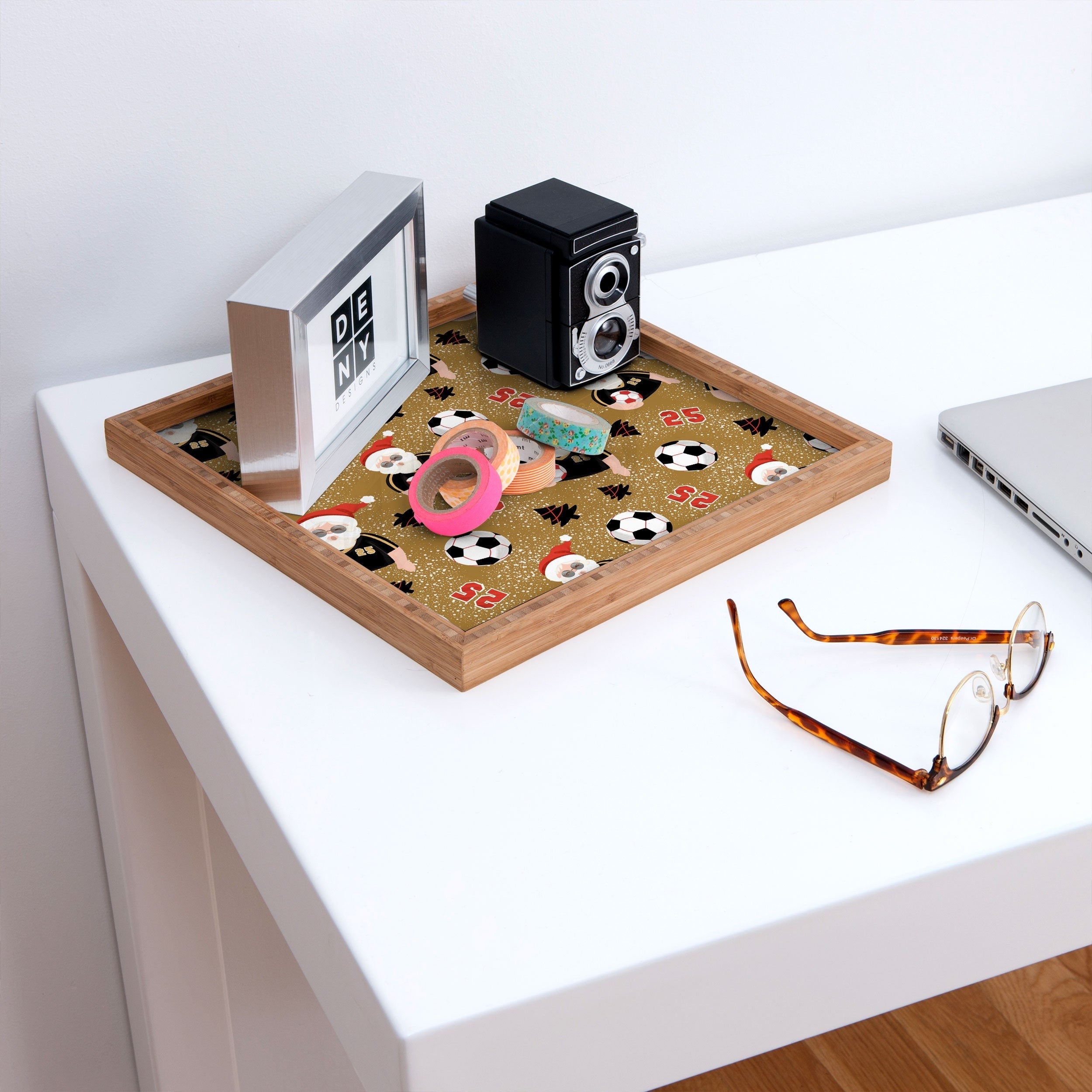 Design by Spark Sporty Soccer Santa Holiday Square Tray
