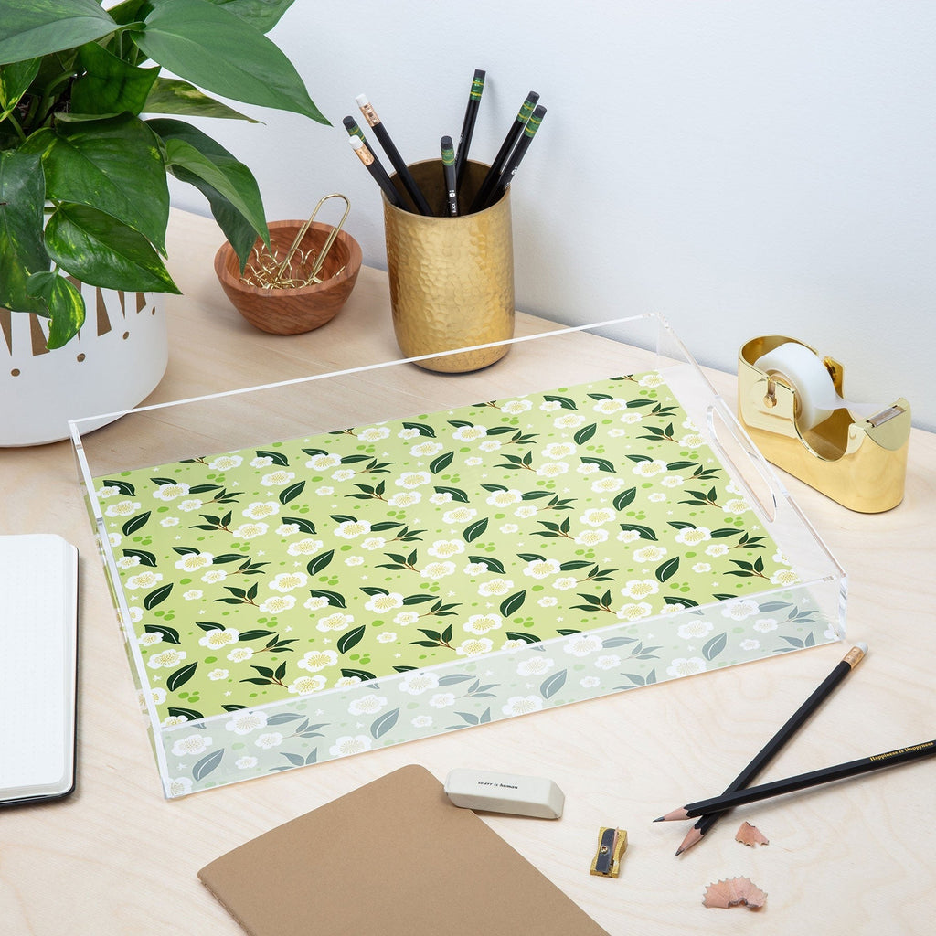 Design by Spark Matcha Tea Florals Acrylic Tray