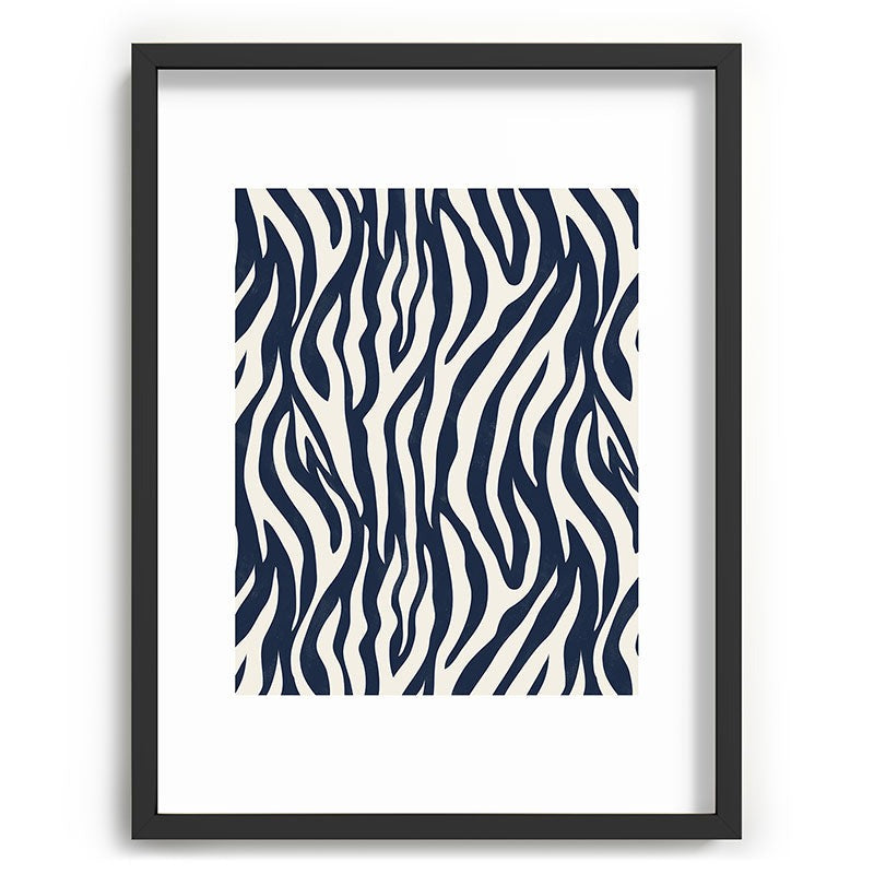 Avenie BR Navy Tiger Stripes Recessed Framing Rectangle
