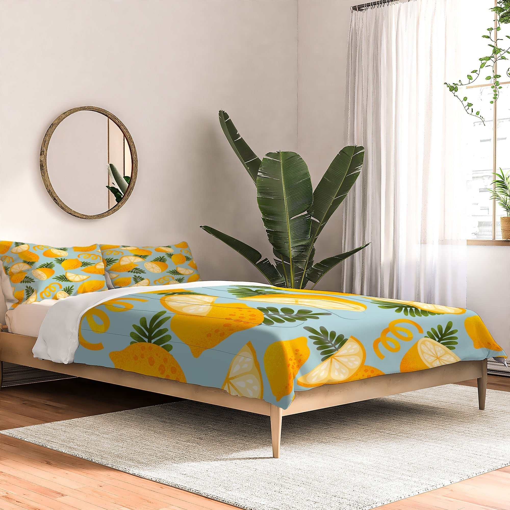 Jessica Molina Lemon Pattern on Sky Blue Comforter