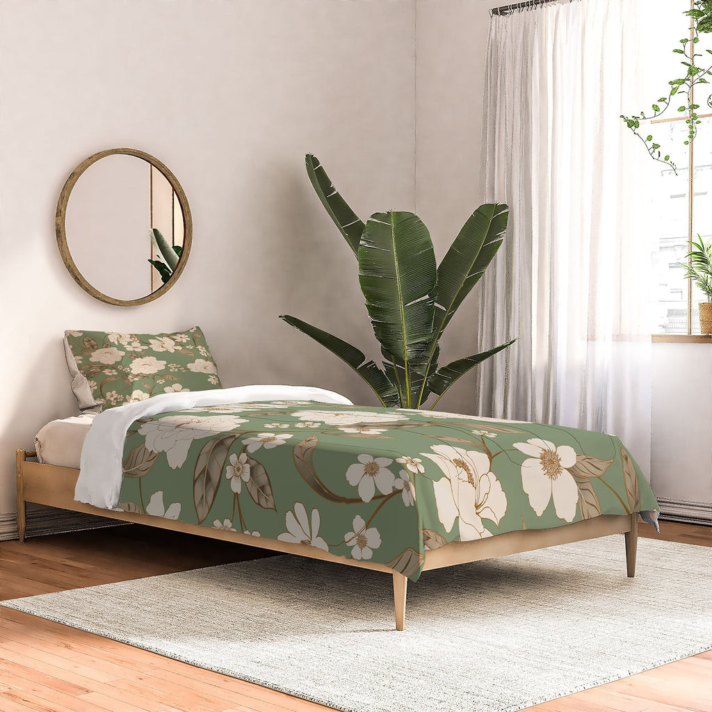 Gabriela Fuente Olive Floral Roberta Comforter