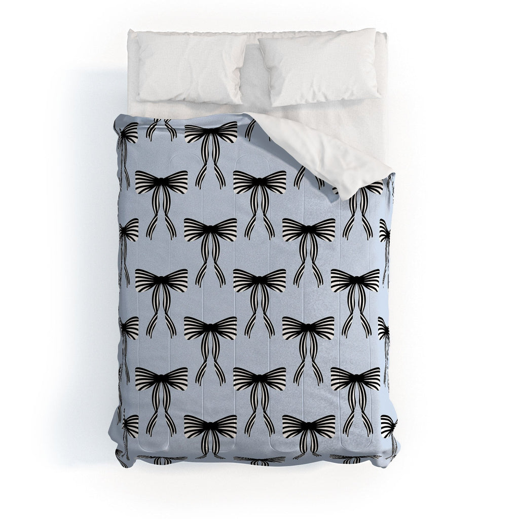 Design by Spark Black Striped Bows Comforter