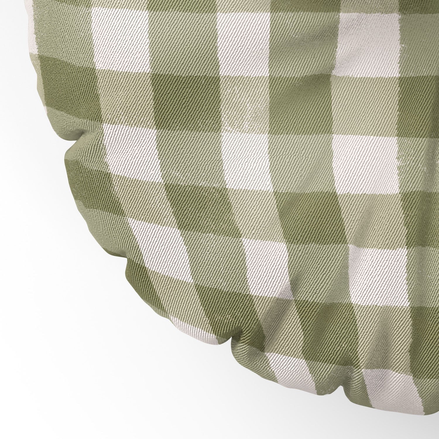 Menina Lisboa Rustic Green Plaid Floor Pillow Round