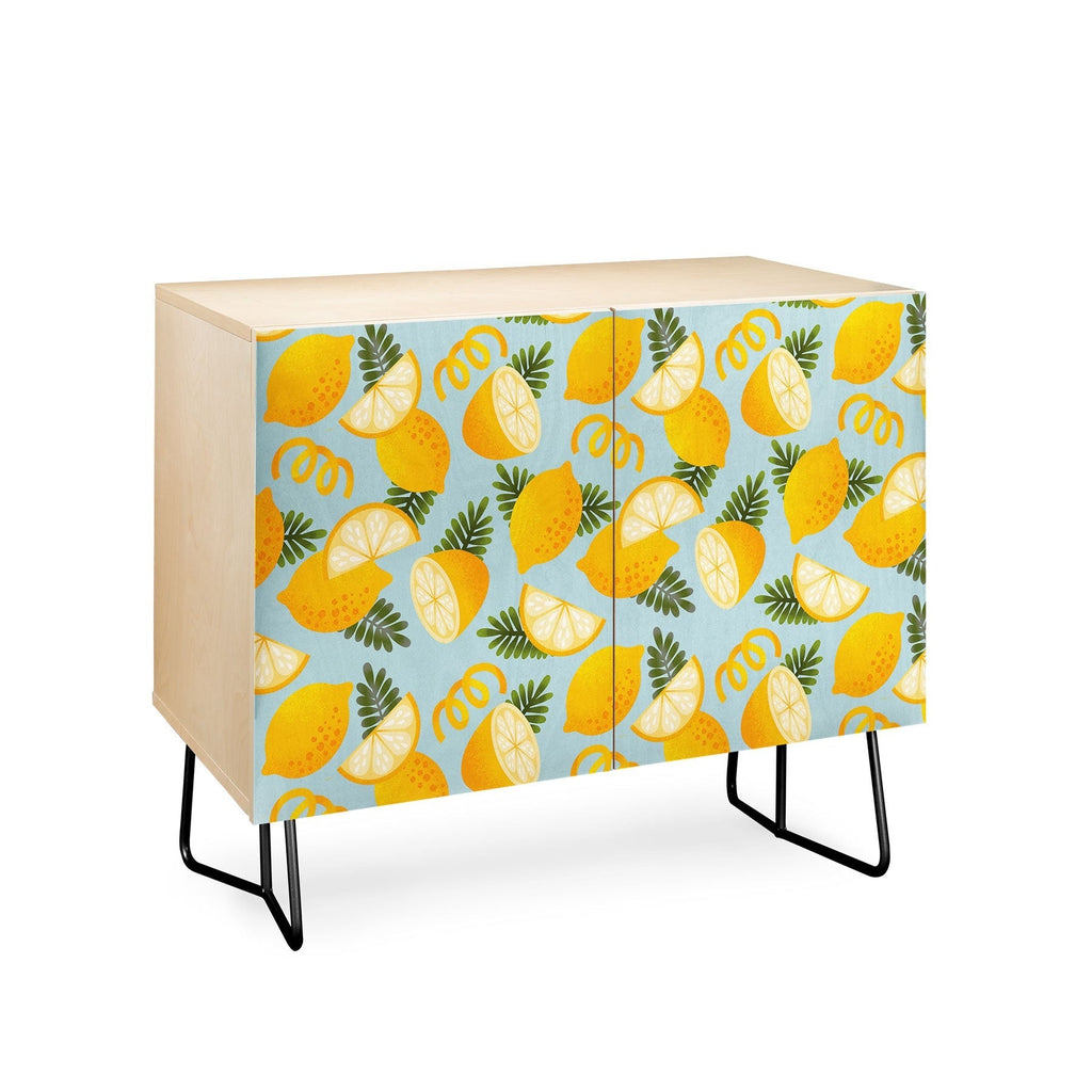 Jessica Molina Lemon Pattern on Sky Blue Credenza