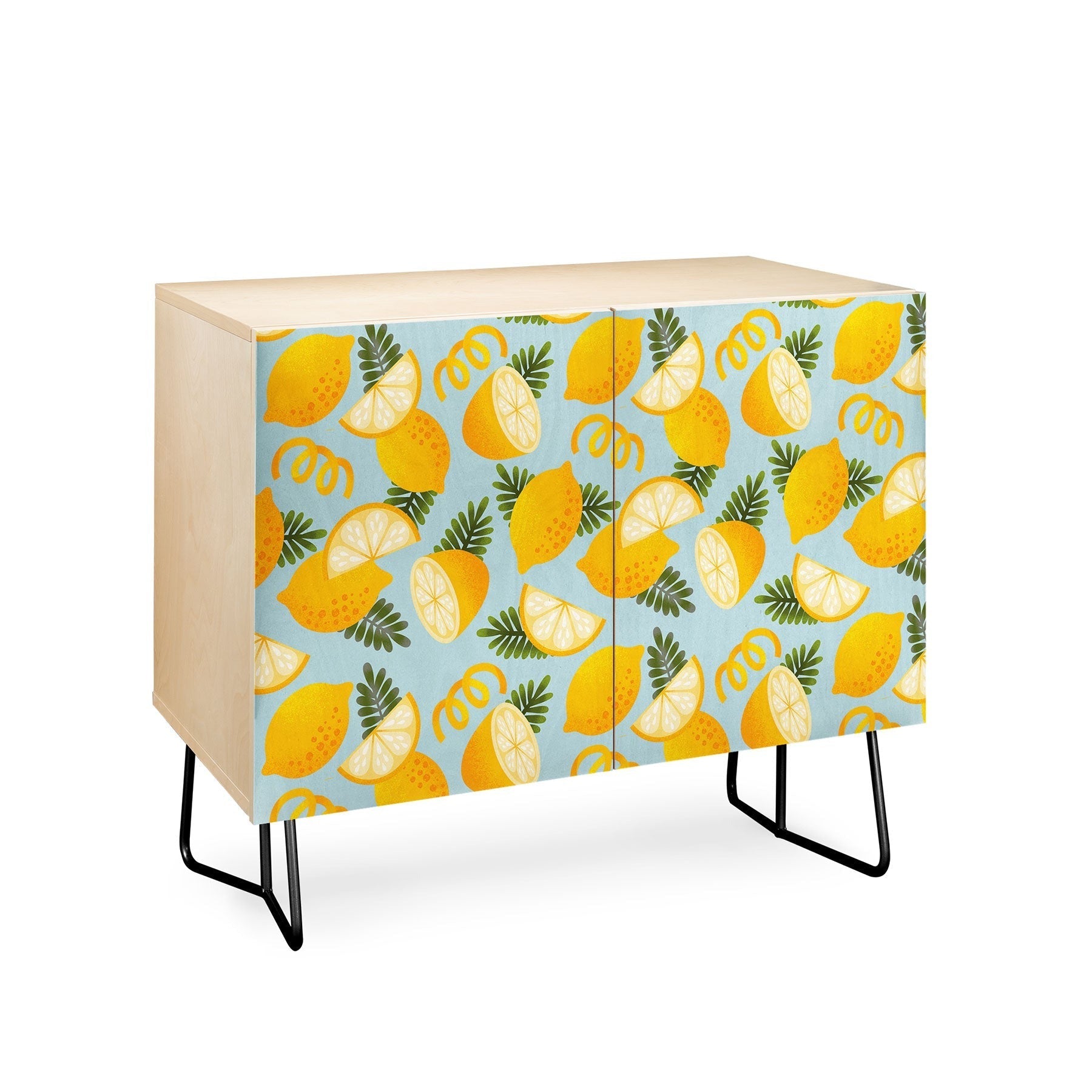Jessica Molina Lemon Pattern on Sky Blue Credenza